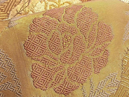 平和屋着物◎佐賀錦 六通柄袋帯 唐織 道長草花文 金銀糸 正絹 逸品 BAAQ4150du