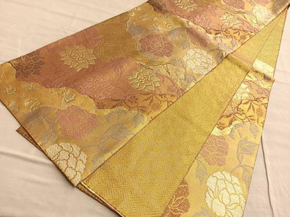 平和屋着物◎佐賀錦 六通柄袋帯 唐織 道長草花文 金銀糸 正絹 逸品 BAAQ4150du