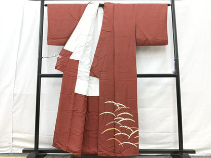 平和屋着物■豪華色留袖 雪芝花文 金彩 お召縮緬 正絹 逸品 BAAQ8408bs