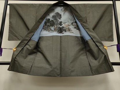 平和屋着物■男性　本場大島紬　アンサンブル　泥染め　吉祥文　正絹　逸品　CAAO8452id