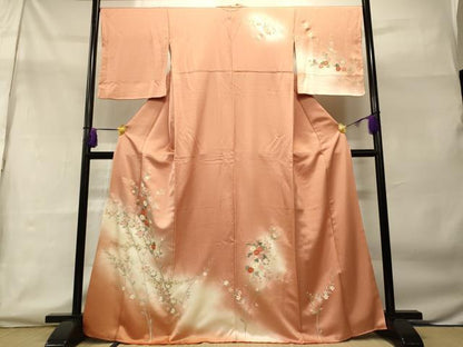 平和屋着物■訪問着　霞枝花文　暈し染め　金彩　正絹　逸品　CAAO8509id