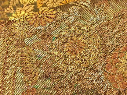 平和屋着物◎六通柄袋帯 蒔絵花垣紋様 金銀糸 引箔 正絹 逸品 BAAQ4262du
