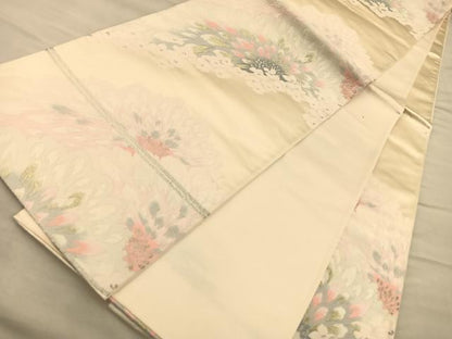 平和屋着物◎六通柄袋帯 唐織 菊 金銀糸 正絹 逸品 BAAQ4257du