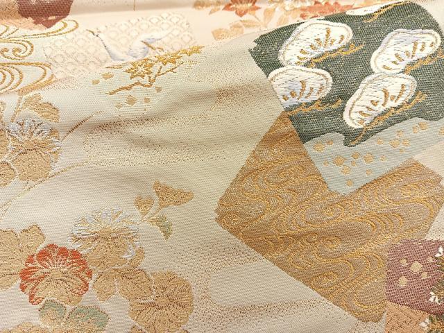 平和屋着物◎六通柄袋帯 光琳蒔絵草紙 漆箔 正絹 逸品 BAAQ9970cm