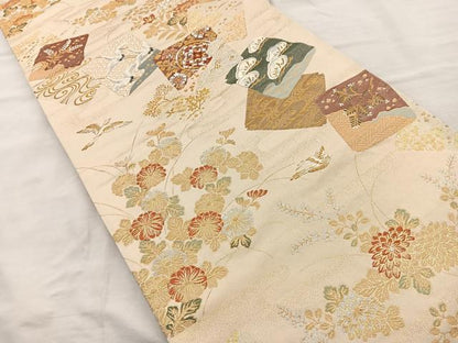 平和屋着物◎六通柄袋帯 光琳蒔絵草紙 漆箔 正絹 逸品 BAAQ9970cm