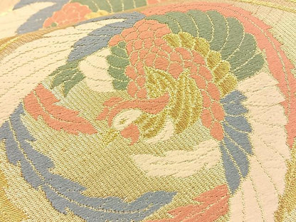 平和屋着物■六通柄袋帯 唐織割付文 金糸 正絹 逸品 BAAQ4293du