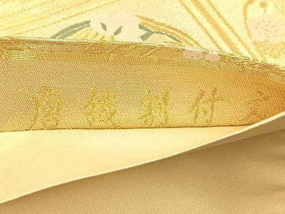 平和屋着物■六通柄袋帯 唐織割付文 金糸 正絹 逸品 BAAQ4293du