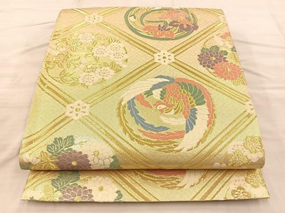 平和屋着物■六通柄袋帯 唐織割付文 金糸 正絹 逸品 BAAQ4293du