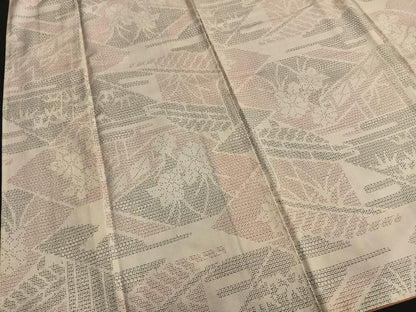 平和屋着物■上質な紬　風景花文　正絹　逸品　BAAQ7545ev