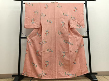 平和屋着物■上質な小紋　椿　正絹　逸品　BAAQ5758yc