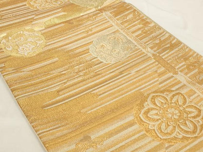 平和屋着物◎六通柄袋帯　唐織　霞花文　金糸　正絹　逸品　AAAR6963st