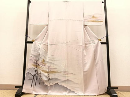 平和屋着物■訪問着　木立遠山風景文　暈し染め　金彩　正絹　逸品　BAAQ7376hv
