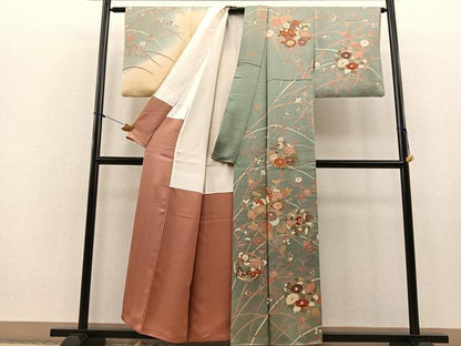 平和屋着物■訪問着　駒刺繍　花蝶丸文　暈し染め　金彩　正絹　逸品　BAAQ7378hv