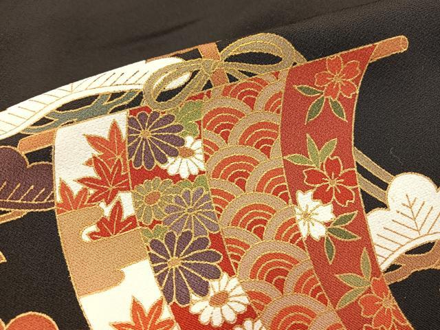 平和屋着物■豪華黒留袖　駒刺繍　遠山風景文　金彩　正絹　逸品　BAAQ8685ow