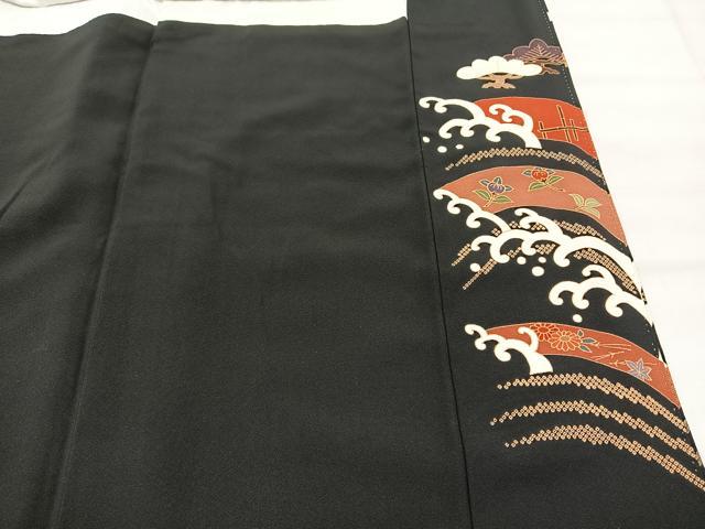 平和屋着物■豪華黒留袖　駒刺繍　遠山風景文　金彩　正絹　逸品　BAAQ8685ow