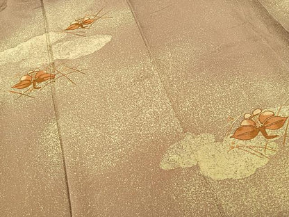 平和屋着物■豪華色留袖　総刺繍　芝草花文　たたき染め　正絹　逸品　BAAR0131jr