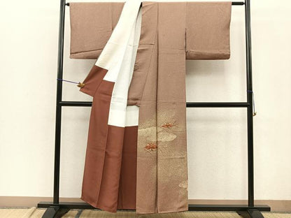平和屋着物■豪華色留袖　総刺繍　芝草花文　たたき染め　正絹　逸品　BAAR0131jr