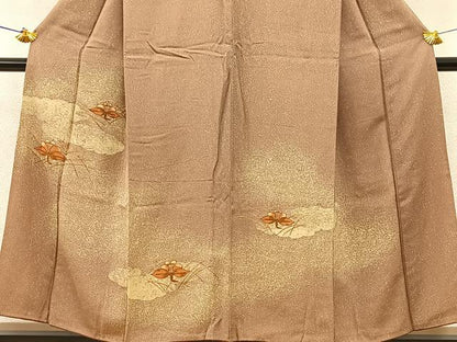 平和屋着物■豪華色留袖　総刺繍　芝草花文　たたき染め　正絹　逸品　BAAR0131jr
