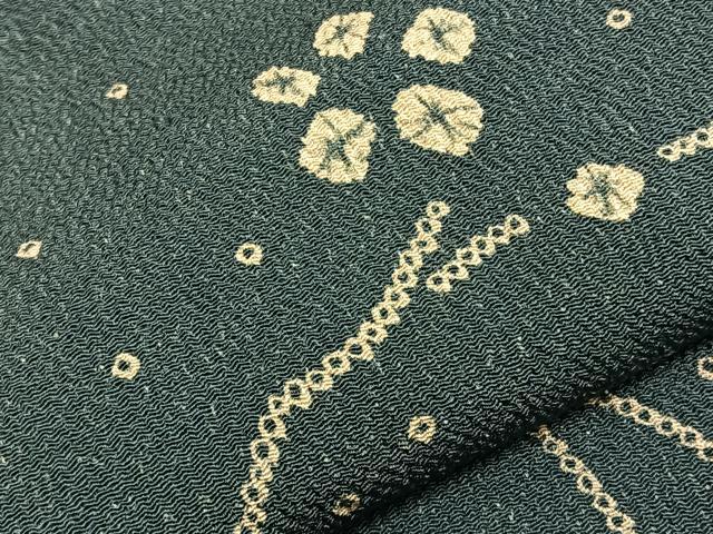 平和屋着物■上質な小紋　枝花文　鬼しぼ縮緬　正絹　逸品　BAAQ2556pm