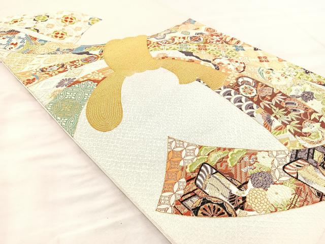平和屋着物◎六通柄袋帯 唐織 束ね熨斗吉祥文 金銀糸 正絹 逸品 BAAQ6364if