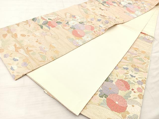 平和屋着物◎六通柄袋帯 唐織 流水花文 金銀糸 正絹 逸品 BAAQ6365if