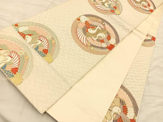 平和屋着物◎六通柄袋帯 唐織 鳳凰丸文 金糸 正絹 逸品 BAAQ4339du