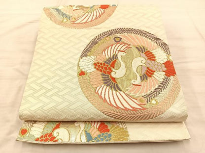 平和屋着物◎六通柄袋帯 唐織 鳳凰丸文 金糸 正絹 逸品 BAAQ4339du