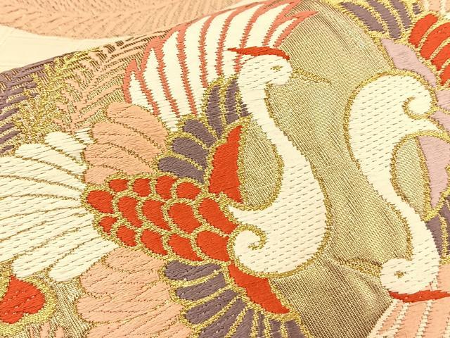 平和屋着物◎六通柄袋帯 唐織 鳳凰丸文 金糸 正絹 逸品 BAAQ4339du