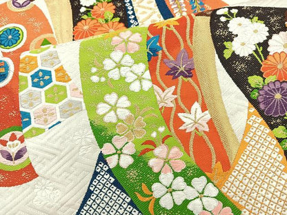 平和屋着物◎六通柄袋帯 唐織 几帳花文 金糸 正絹 逸品 BAAR2877cm