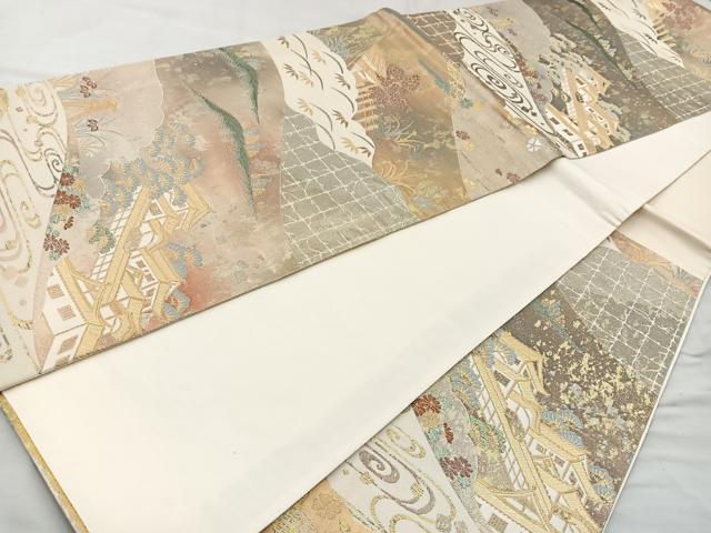 平和屋着物◎六通柄袋帯　金沢の春　引箔　正絹　逸品　BAAR2894cm