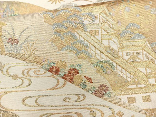 平和屋着物◎六通柄袋帯　金沢の春　引箔　正絹　逸品　BAAR2894cm