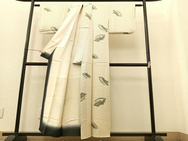 平和屋着物■上質なお召 地紙風景文 正絹 逸品 BAAR8307by