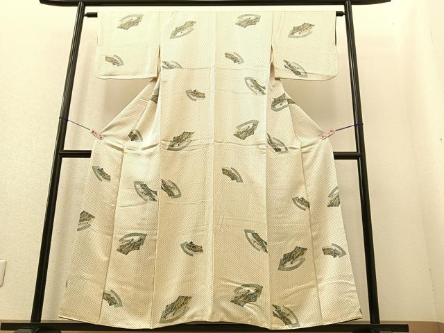 平和屋着物■上質なお召 地紙風景文 正絹 逸品 BAAR8307by