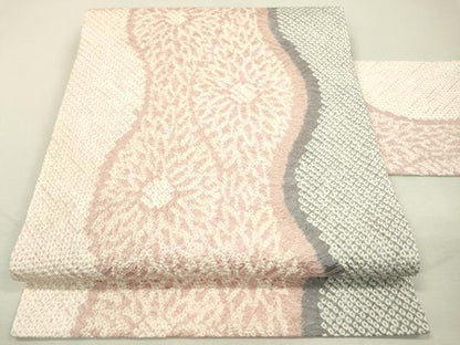 平和屋着物●名門　藤娘きぬたや・総絞り　九寸名古屋帯　立涌花文　正絹　逸品　DAAQ2058fe