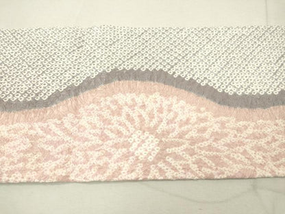 平和屋着物●名門　藤娘きぬたや・総絞り　九寸名古屋帯　立涌花文　正絹　逸品　DAAQ2058fe