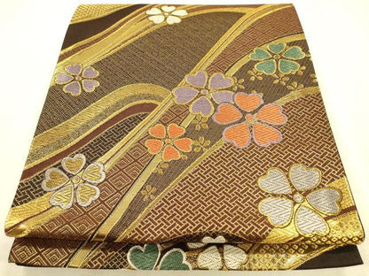 平和屋着物◎六通柄袋帯 唐織 流水花文 金糸 正絹 逸品 CAAP8100ft