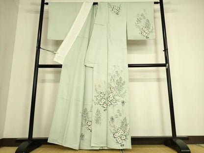 平和屋着物▽訪問着 単衣 草花文 手描き 正絹 逸品 DAAQ3570az