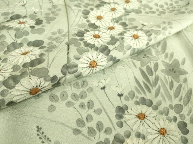 平和屋着物▽訪問着 単衣 草花文 手描き 正絹 逸品 DAAQ3570az