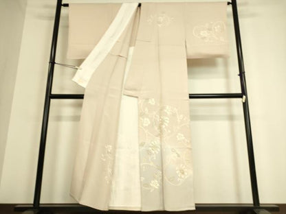 平和屋着物▽訪問着　単衣　洋花唐草文　金彩　やまと金ラベル　正絹　逸品　DAAQ3595az