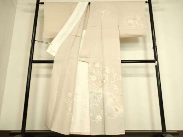 平和屋着物▽訪問着　単衣　洋花唐草文　金彩　やまと金ラベル　正絹　逸品　DAAQ3595az