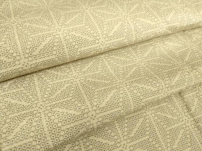 平和屋着物▽本塩沢 単衣 麻の葉文 110亀甲 正絹 逸品 DAAQ3587az