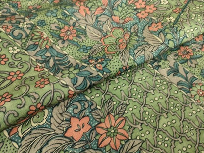 平和屋着物▽上質な小紋 単衣 更紗花文 正絹 逸品 DAAQ3598az