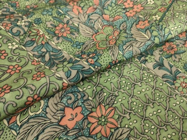 平和屋着物▽上質な小紋 単衣 更紗花文 正絹 逸品 DAAQ3598az