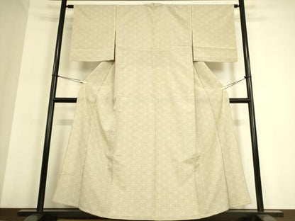 平和屋着物▽本塩沢 単衣 麻の葉文 110亀甲 正絹 逸品 DAAQ3587az