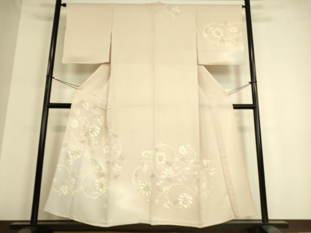 平和屋着物▽訪問着　単衣　洋花唐草文　金彩　やまと金ラベル　正絹　逸品　DAAQ3595az
