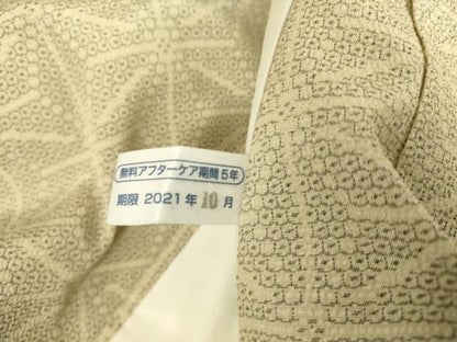 平和屋着物▽本塩沢 単衣 麻の葉文 110亀甲 正絹 逸品 DAAQ3587az