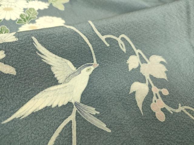 平和屋着物▽訪問着 単衣 友禅 飛鳥花文 正絹 逸品 DAAQ3607az