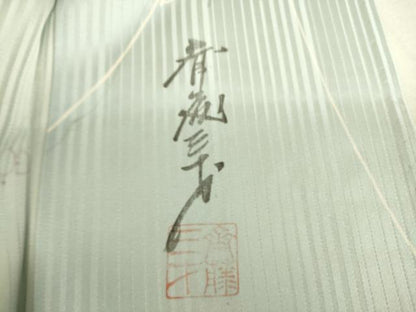 平和屋着物▽染色作家 斉藤三才 小紋 単衣 南天文 手描き 正絹 逸品 DAAQ3605az