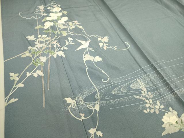 平和屋着物▽訪問着 単衣 友禅 飛鳥花文 正絹 逸品 DAAQ3607az
