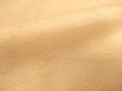 平和屋着物▽真綿結城紬　単衣　洒落柿色　反端付き　正絹　逸品　DAAQ3606az